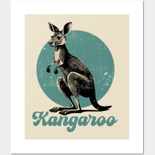 Retro Vintage Australian Kangaroo Posters and Art